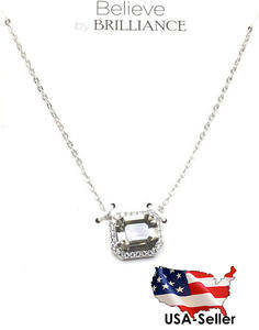 Believe in Brilliance Fine Silver Plated Genuine Crystal 18" + 2" Necklace NIB